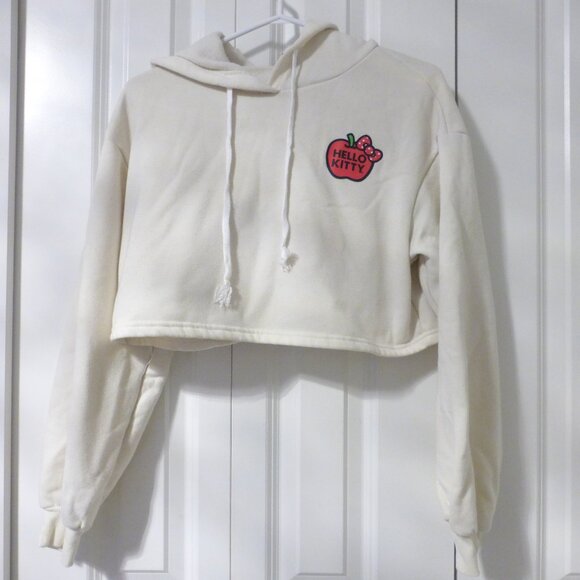 HELLO KITTY x SHEIN light yellow cropped graphic print hoodie - Picture 2 of 6